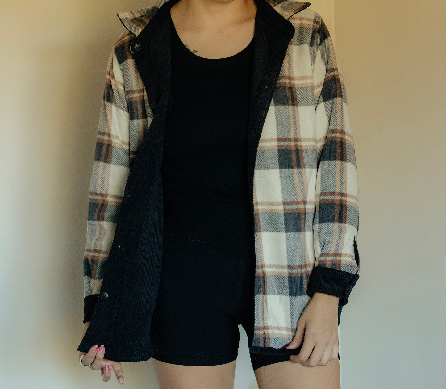 PLAID LINED CORDUROY FLANNEL SHACKET REVERSIBLE