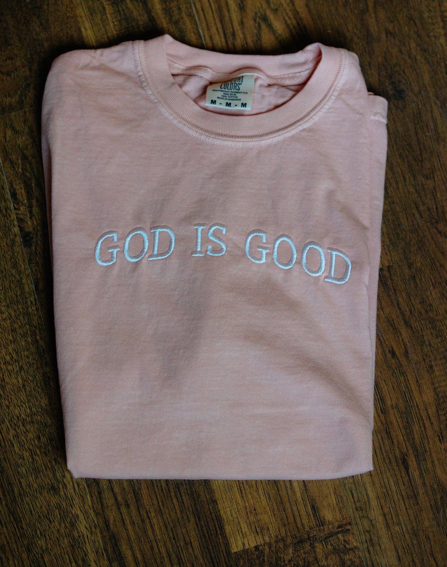 GOD IS GOOD EMBROIDERED T-SHIRT