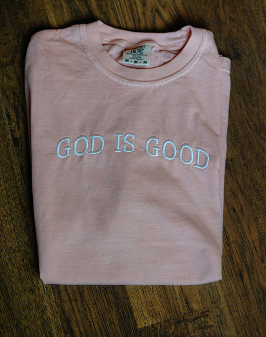 GOD IS GOOD EMBROIDERED T-SHIRT