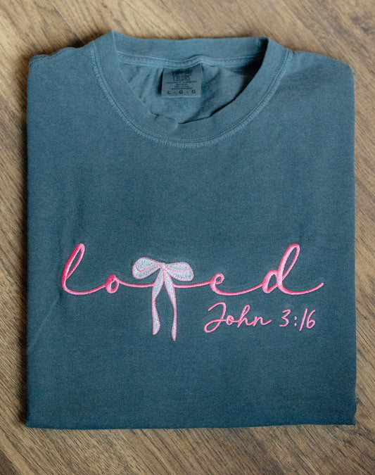 LOVED JOHN 3:16 EMBROIDERED T-SHIRT
