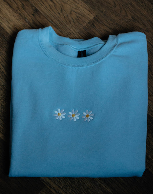 DAISY EMBROIDERED SWEATSHIRT/CREWNECK