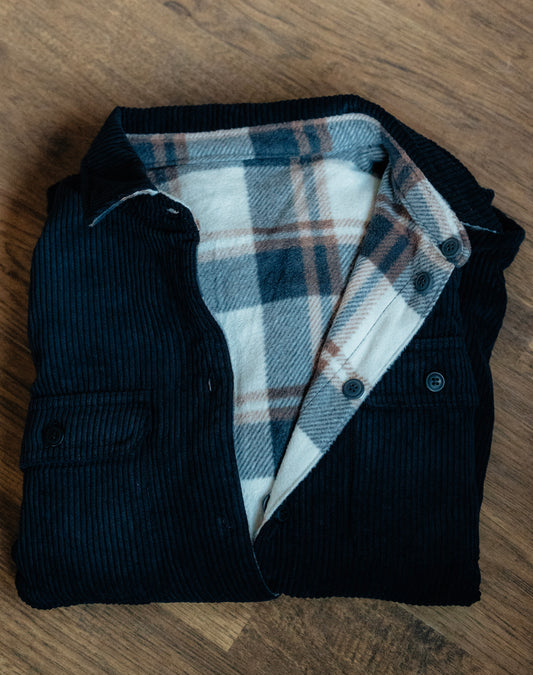 PLAID LINED CORDUROY FLANNEL SHACKET REVERSIBLE