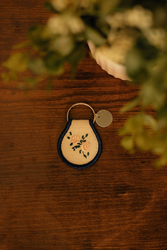 ROSE EMBROIDERED PATCH KEYCHAIN