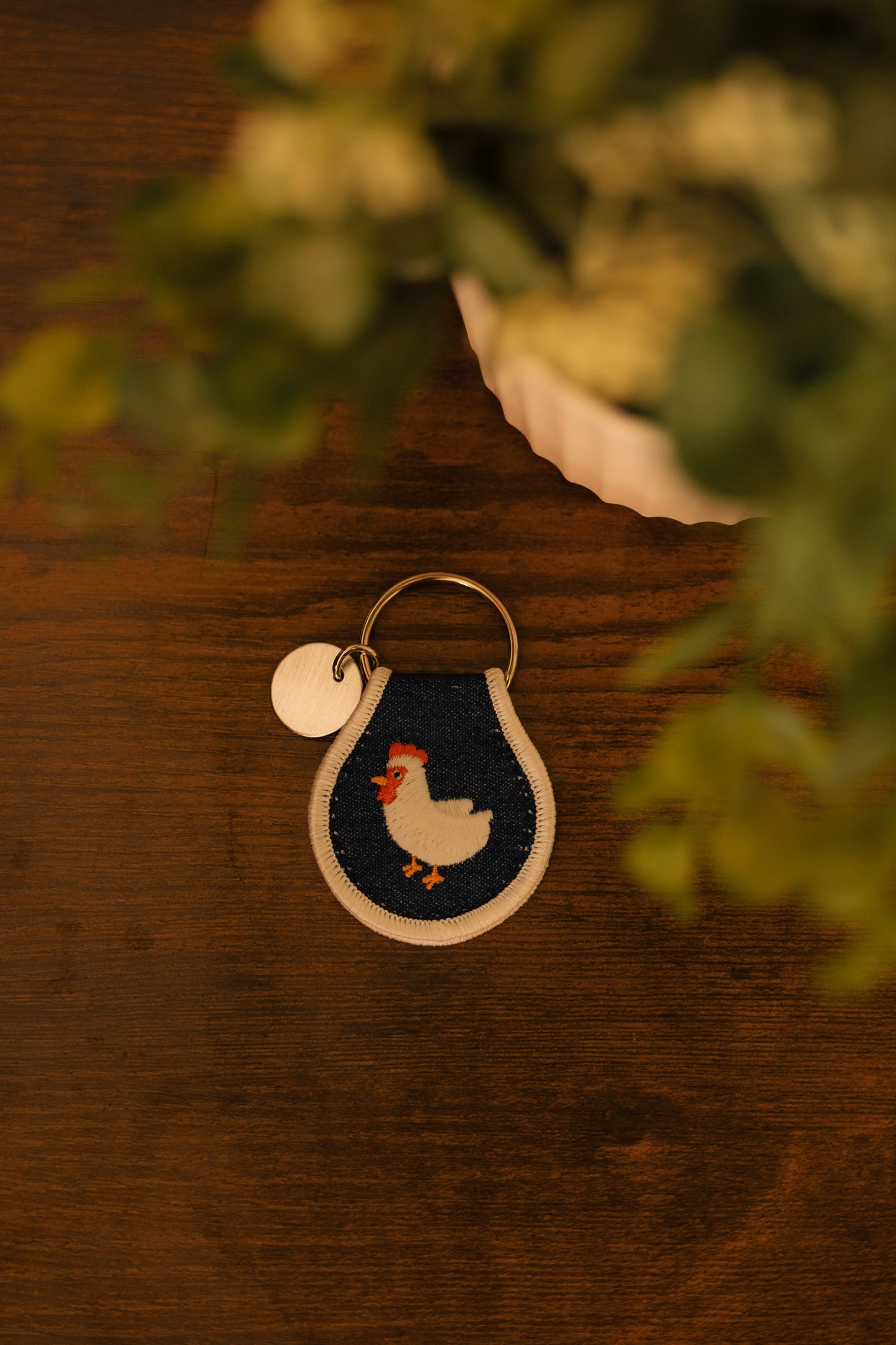 CHICKEN PATCH EMBROIDERED KEYCHAIN