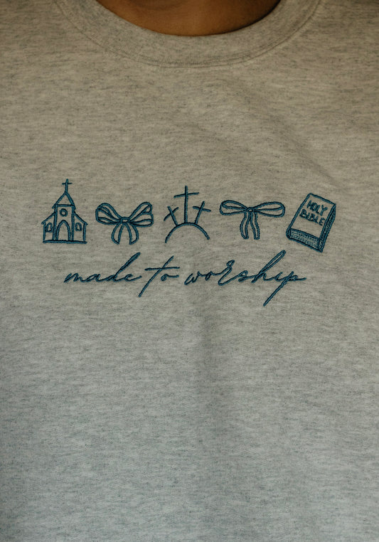 MADE TO WORSHIP EMBROIDERED SWEATSHIRT/CREWNECK